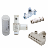 Speed control valves, check valves, auxiliary components